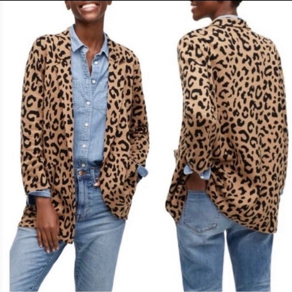 J. Crew Leopard Print Sophie Cardigan - merino blend